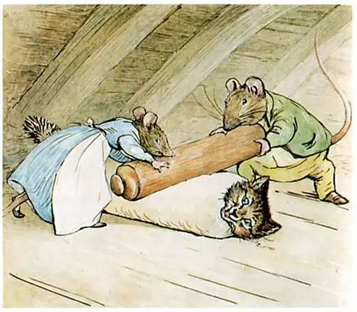 The rats are rolling Tom with a rolling-pin! The rats are rolling Tom with a rolling-pin!
