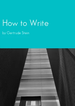 How to Write by Gertrude Stein pdf Book