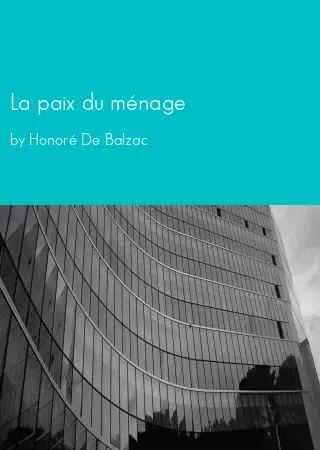 La paix du ménage by Honoré De Balzac pdf Book